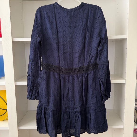 SHOSHANNA Blue Dotted Button Down Peasant Dress - Picture 3 of 6